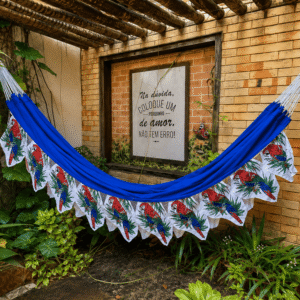 Rede de Dormir Casal em Brim 100% Algodão - Confortável -  Arara Azul Índigo