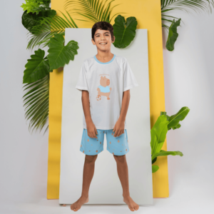 Pijama Curto Gola Redonda Capyvárias