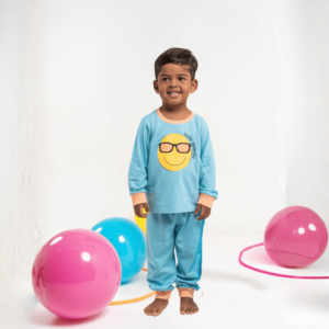 Pijama longo infantil masculino personalizado de malha – Coleção Happy