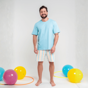 Pijama masculino personalizado de malha – Pijama confortável - Coleção Happy