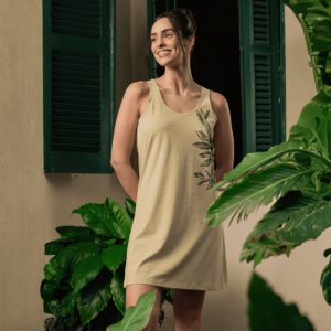 Camisola feminina personalizada de malha com decote nadador – Coleção Botânica