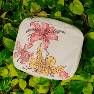Necessaire Organizadora Pequena em Brim Personalizada – Ideal para mala e viagem – Coleção Orquídeas