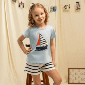 Babydoll infantil feminino personalizado de malha 100% algodão – Pijama confortável para menina – Coleção Porto Seguro
