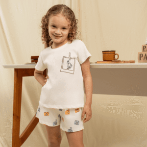 Babydoll infantil feminino personalizado de malha 100% algodão - Pijama confortável para menina - Coleção Memórias