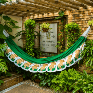 Rede de Dormir Casal em Brim 100% Algodão - Confortável - Capybara Verde Bandeira